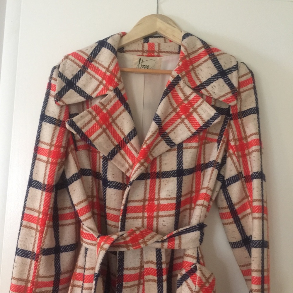 Vintage Plaid Wrap Coat